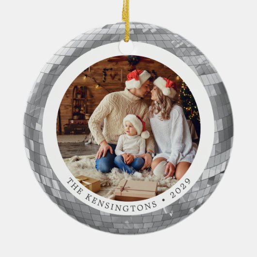 Aangepaste dubbelzijdige discobal & foto's en teks keramisch ornament (Achterkant)