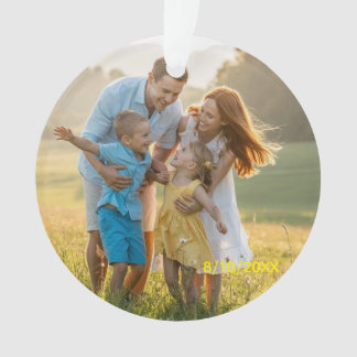 Aangepaste dubbelzijdige familie twee foto Kerst C Ornament