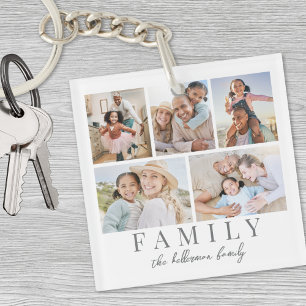 Aangepaste dubbelzijdige familiefoto sleutelhanger
