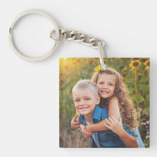 Aangepaste dubbelzijdige Kinder twee foto Sleutelhanger (Voorkant)