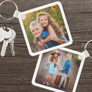 Aangepaste dubbelzijdige Kinder twee foto Sleutelhanger