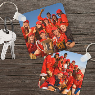 Aangepaste dubbelzijdige sportteam twee foto sleutelhanger