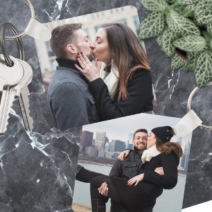 Aangepaste dubbelzijdige twee foto sleutelhanger
