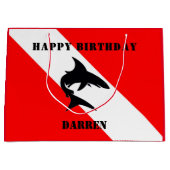 Aangepaste duikvlag en haai groot cadeauzakje (Voorkant)