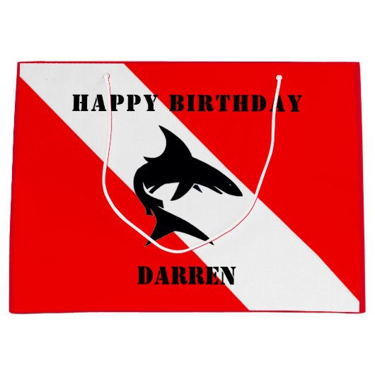 Aangepaste duikvlag en haai groot cadeauzakje (Voorkant)