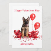 Aangepaste Duitse herder hart ballonnen Valentijn Feestdagenkaart (Voorkant / Achterkant)