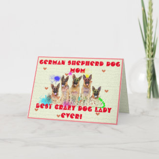 Aangepaste Duitse Herder Moeder Hond Crazy Dog Lad Bedankkaart