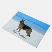 Aangepaste Duitse herder op strand deurmat (Schuin)