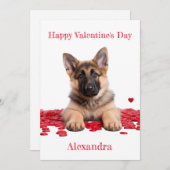 Aangepaste Duitse Herder Puppy op Harten Valentijn Feestdagenkaart (Voorkant / Achterkant)