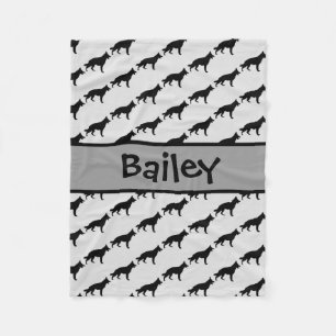 Aangepaste Duitse Herdershond Silhouet Fleece Deken