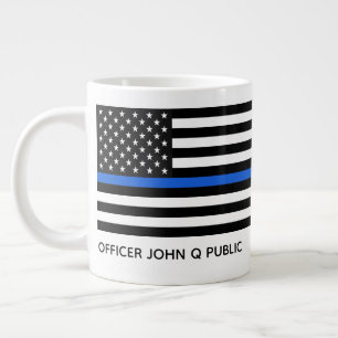 Aangepaste dunne blauwe lijn Amerikaanse vlag Extra Grote Beker