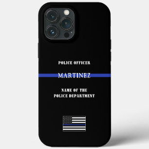 Aangepaste dunne blauwe lijn politieagent vlag van iPhone 13 pro max hoesje