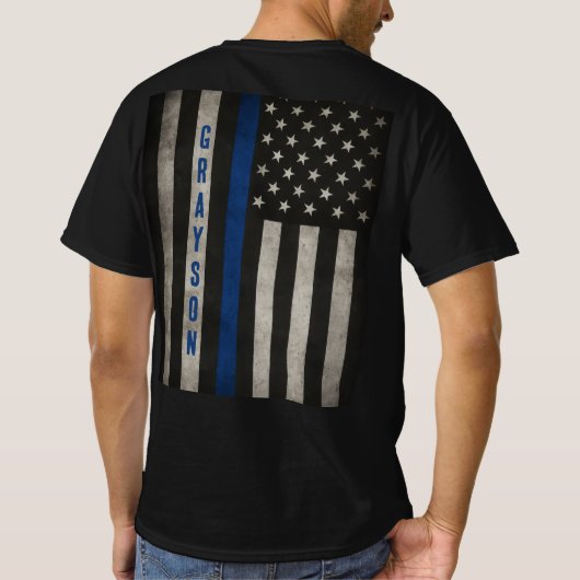 Aangepaste Dunne Blauwe Lijn Vlag T-shirt (Achterkant)