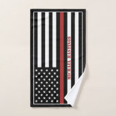 Aangepaste dunne rode lijn brandweerafdeling handdoek (Handdoek)