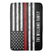 Aangepaste Dunne Vlag brandweerman met rode lijn Badmat (Voorkant Verticaal)