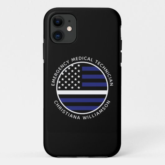 Aangepaste dunne witte lijn VS vlag EMS EMT Case-Mate iPhone Case (Achterkant)