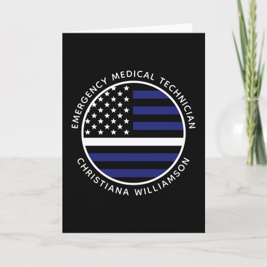 Aangepaste dunne witte lijn VS vlag EMS EMT Kaart (Voorkant)