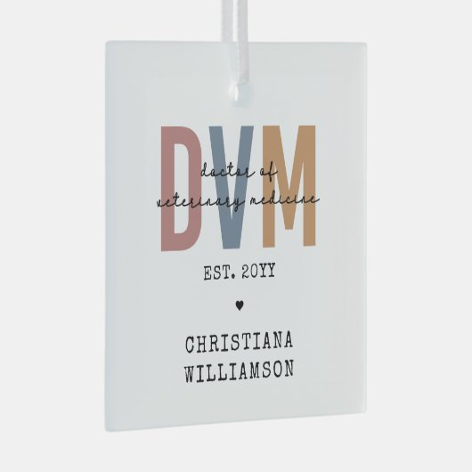 Aangepaste DVM Doctor in de diergeneeskunde Glas Ornament (Voorkant Rechts)