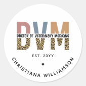 Aangepaste DVM Doctor in de diergeneeskunde Ronde Sticker (Voorkant)