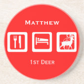 Aangepaste Eat Sleep Hunt 1st Deer Keepomwille Zandsteen Onderzetter (Voorkant)