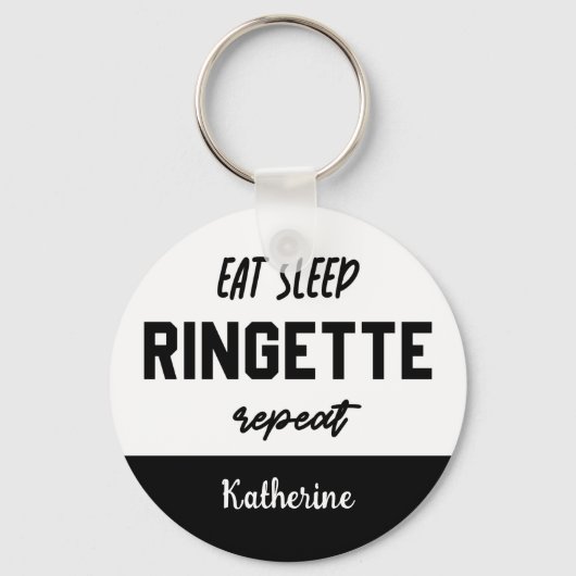 Aangepaste Eat Sleep Ringette Herhalen Ringette Pl Sleutelhanger (Voorkant)