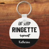 Aangepaste Eat Sleep Ringette Herhalen Ringette Pl Sleutelhanger (Voorkant)