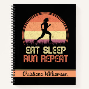 Aangepaste Eat Sleep Run Herhaling Retro Athlete Notitieboek