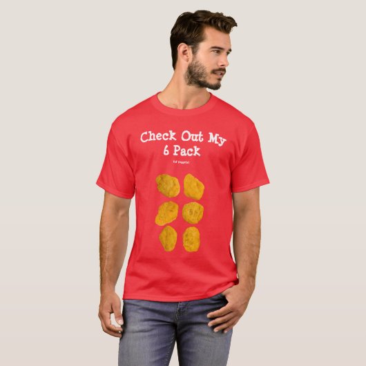 Aangepaste Echte Chicken Nuggets Funny 6 Pack Abs T-shirt (Voorkant volledig)