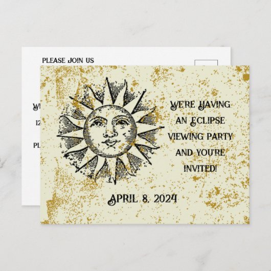 AANGEPASTE ECLIPSE-WEERGAVEPARTIJ UITNODIGING BRIEFKAART (Voorkant / Achterkant)