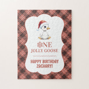 Aangepaste Eén Jollige Gans December Eerste Verjaa Legpuzzel