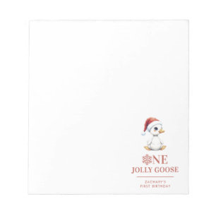 Aangepaste Eén Jollige Gans December Eerste Verjaa Notitieblok