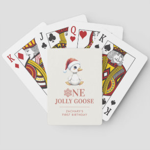Aangepaste Eén Jollige Gans December Eerste Verjaa Pokerkaarten