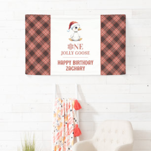 Aangepaste Eén Jollige Gans December Eerste Verjaa Spandoek
