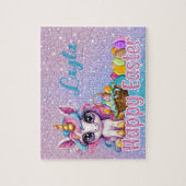 Aangepaste eenhoorn kind naam Pasen Puzzel (Verticaal)