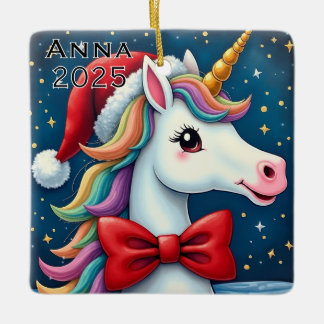 Aangepaste Eenhoorn Rode Boog Keramisch Ornament