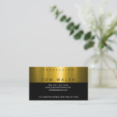 Aangepaste Eenvoudige Elegante Gouden Zwarte Visit Visitekaartje (Staand voorkant)