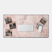 Aangepaste eenvoudige fotocollage op blush roze ma bureaumat (Keyboard & Muis)