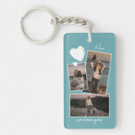 Aangepaste eenvoudige foto's op Blauwgroen Aqua Tu Sleutelhanger