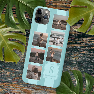 Aangepaste Eenvoudige Foto's Op Licht Teal Turquoi iPhone 15 Pro Max Hoesje