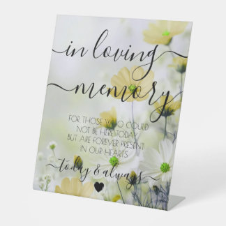 Aangepaste Eenvoudige Gele Bloemen Herdenking Reclamebord Met Voetstuk