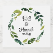 Aangepaste Eenvoudige Groene Bruiloftsreceptie Cha Sparkling Wijnetiket (Enkel label)