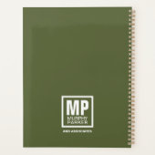 Aangepaste Eenvoudige Olive Green Monogram Busines Planner (Achterkant)