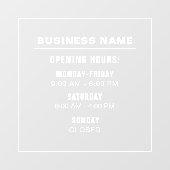 Aangepaste eenvoudige openingstijden sjabloon voor raamsticker (Vel)