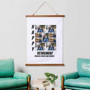 Aangepaste eenvoudige retirement 9 Photo Collage Hangend Wandkleed