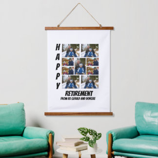 Aangepaste eenvoudige retirement 9 Photo Collage Hangend Wandkleed