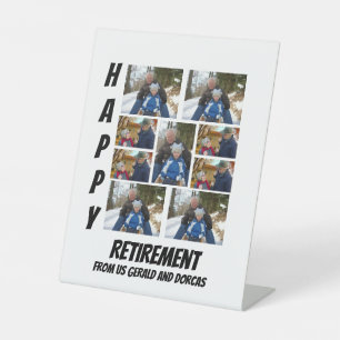 Aangepaste eenvoudige retirement 9 Photo Collage Reclamebord Met Voetstuk
