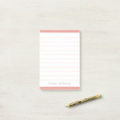 Aangepaste Eenvoudige Roze Gelijnd Post-it® Notes (Op bureau)