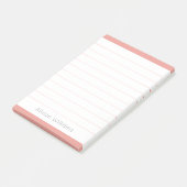 Aangepaste Eenvoudige Roze Gelijnd Post-it® Notes (Schuin)