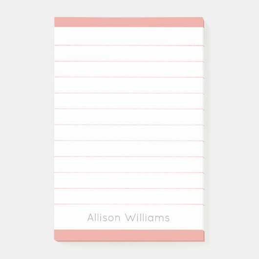 Aangepaste Eenvoudige Roze Gelijnd Post-it® Notes (Voorkant)
