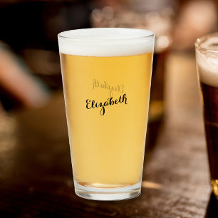 Aangepaste Eenvoudige Typografie Monogram Bierglas Glas